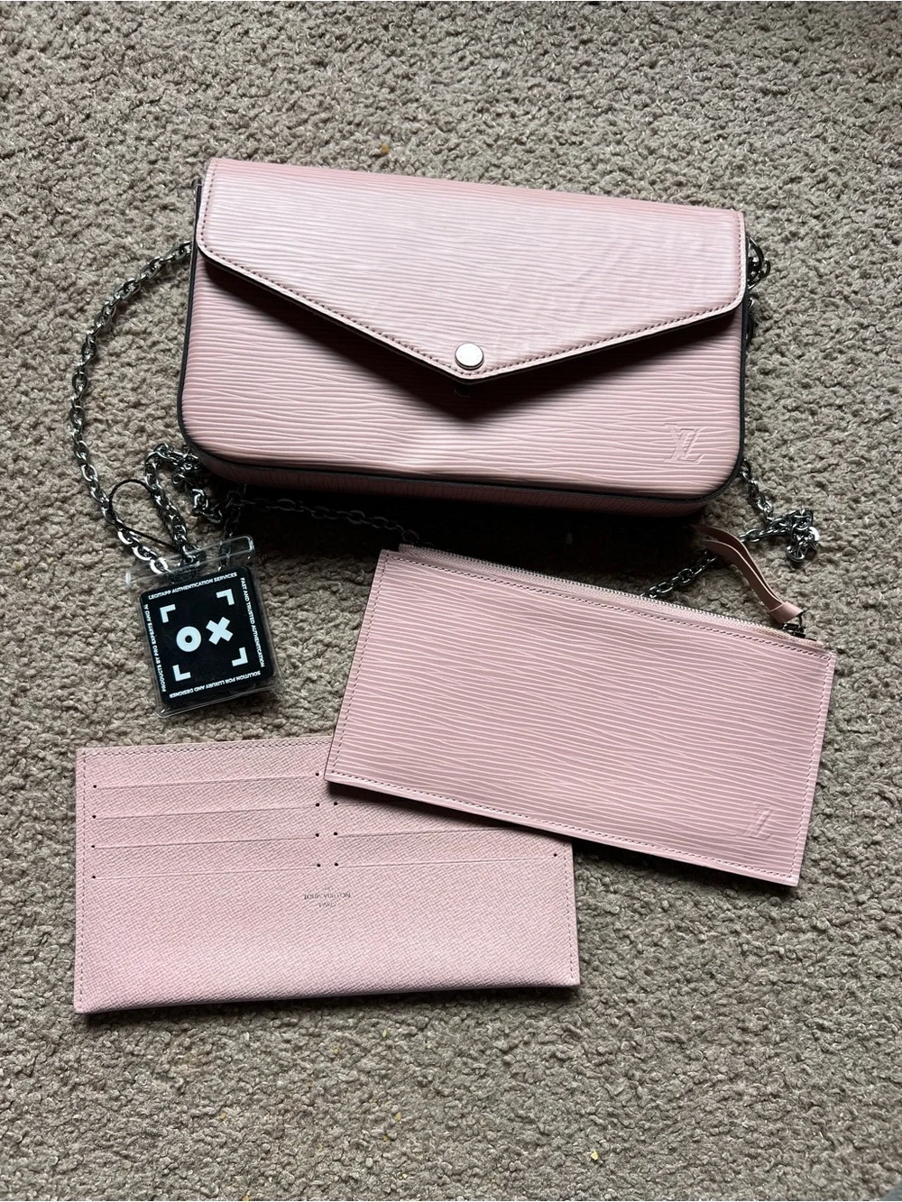 Louis Vuitton Pink Epi Leather Crossbody with Chain Strap and Pouch